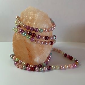 Colorful pearl necklace, 28in